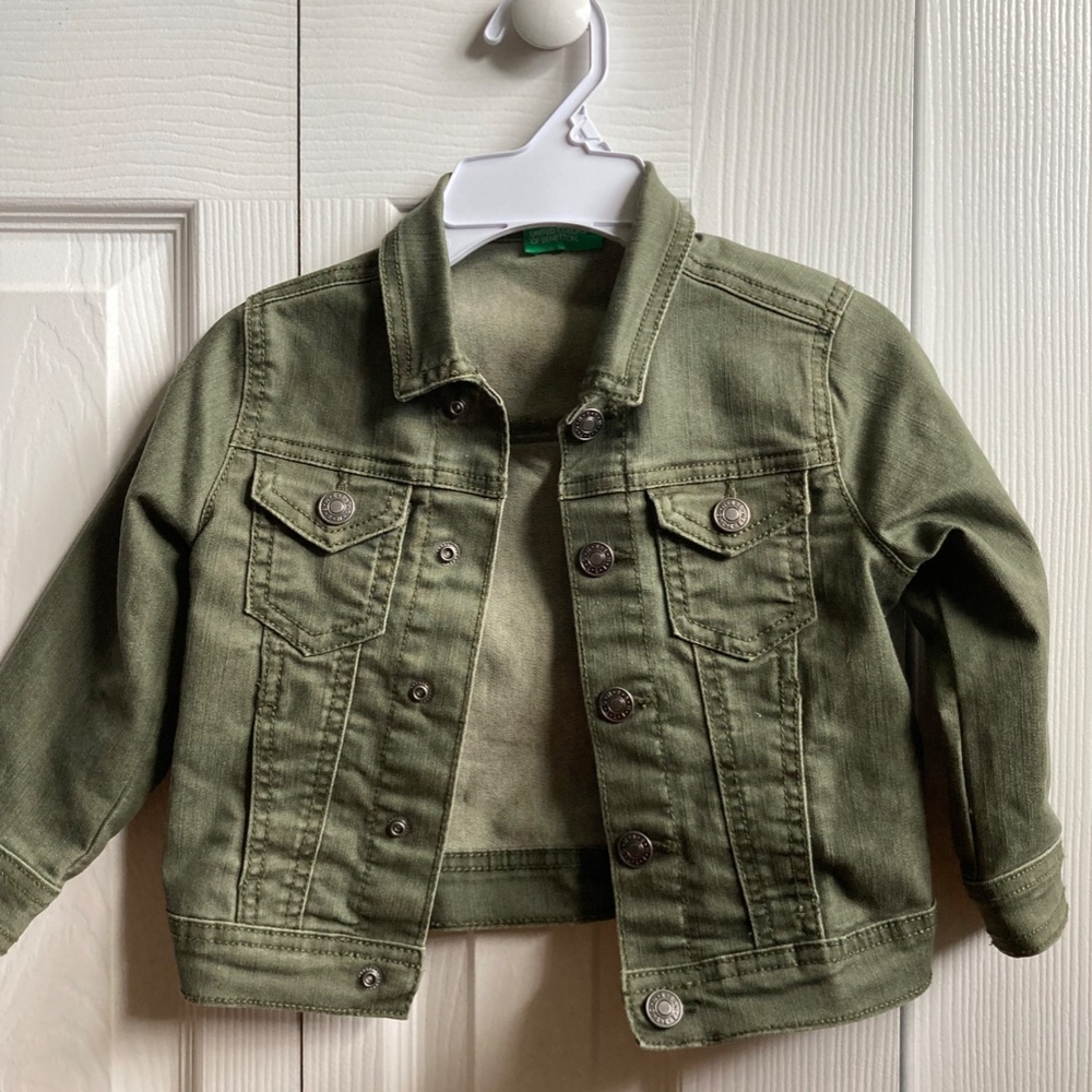 Green denim jacket and shorts